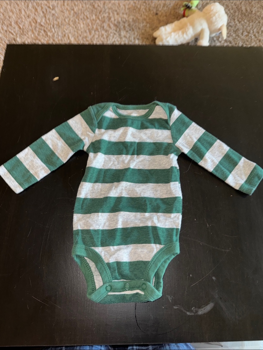 Carter's Green and Gray Striped Long-Sleeve Baby Bodysuit